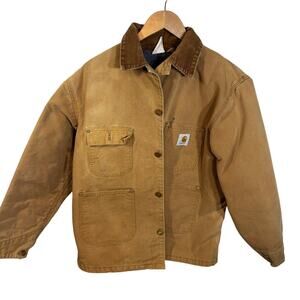 Vintage Carhartt Chore Barn Coat Jacket Blanket Lined Size Large READ